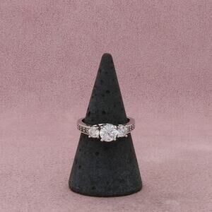 sterling silver past present future cz engagement ring size 7